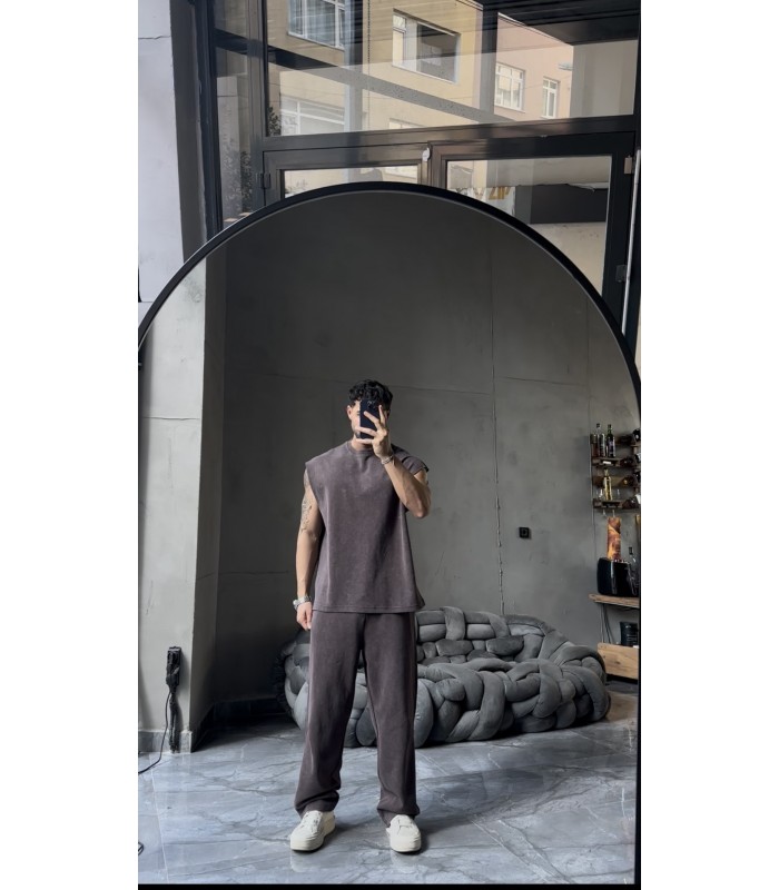 SIFIR KOL YIKAMA KUMAŞ OVERSİZE TSHIRT