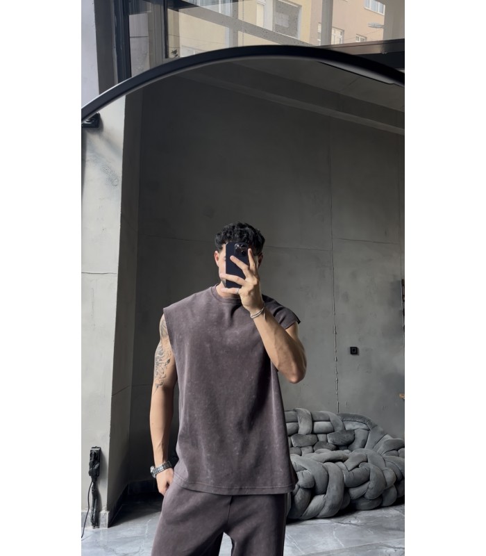 SIFIR KOL YIKAMA KUMAŞ OVERSİZE TSHIRT