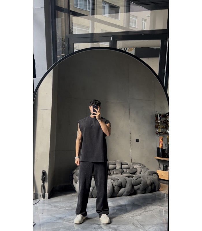 SIFIR KOL YIKAMA KUMAŞ OVERSİZE TSHIRT