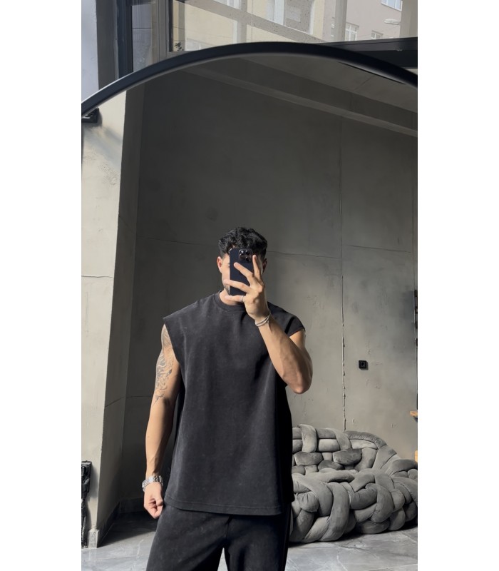 SIFIR KOL YIKAMA KUMAŞ OVERSİZE TSHIRT