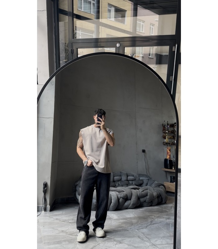 SIFIR KOL YIKAMA KUMAŞ OVERSİZE TSHIRT