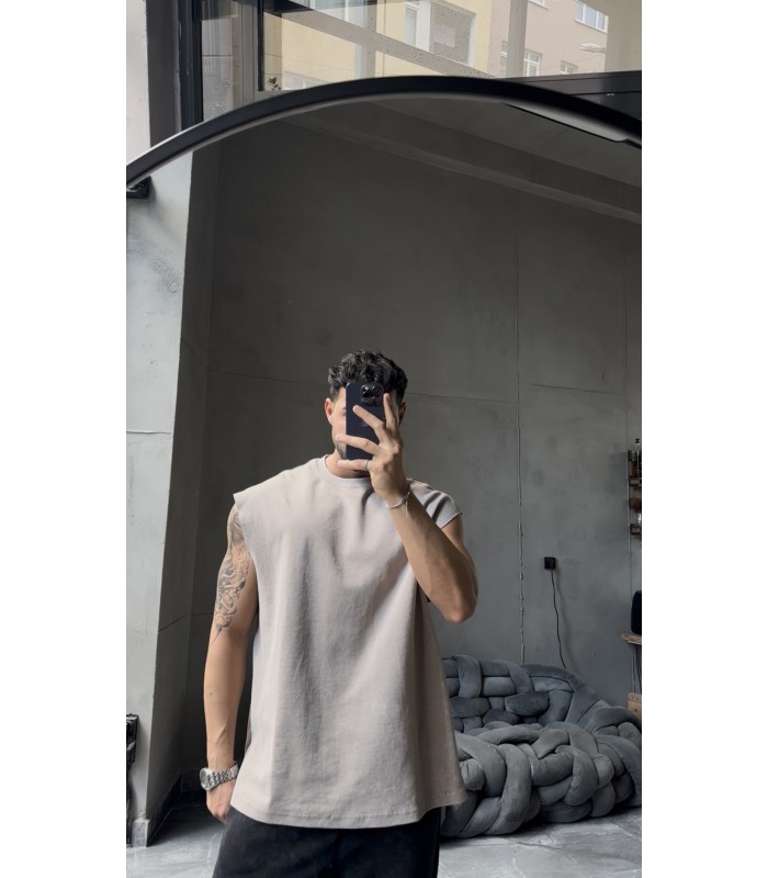 SIFIR KOL YIKAMA KUMAŞ OVERSİZE TSHIRT