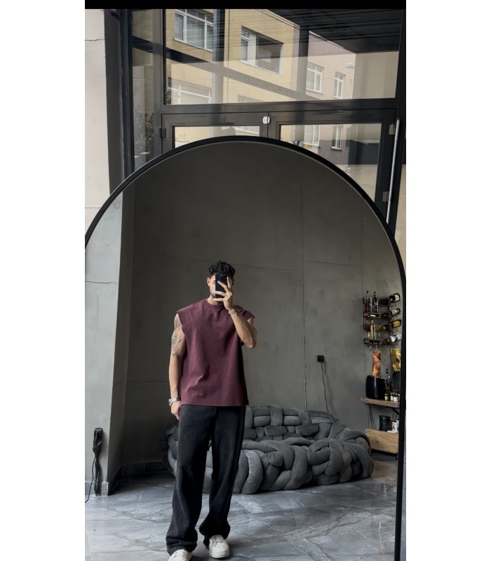 SIFIR KOL YIKAMA KUMAŞ OVERSİZE TSHIRT