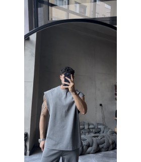 SIFIR KOL YIKAMA KUMAŞ OVERSİZE TSHIRT