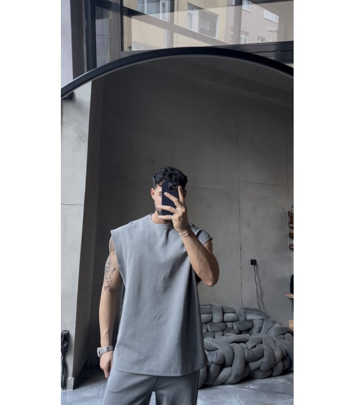 SIFIR KOL YIKAMA KUMAŞ OVERSİZE TSHIRT