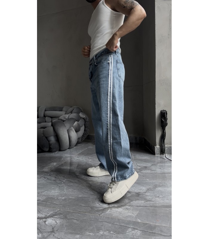 BAGGY YENİ SEZON YANDAN ÇİFT ŞERİT DETAYLI JEAN PANTALON
