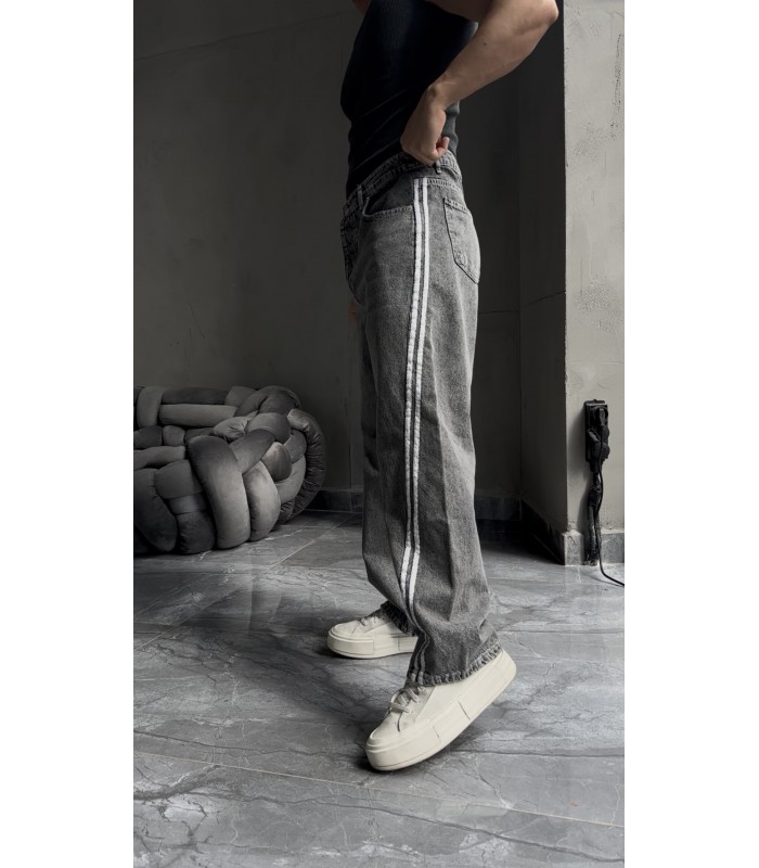 BAGGY YENİ SEZON YANDAN ÇİFT ŞERİT DETAYLI JEAN PANTALON