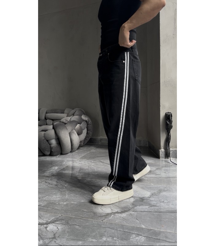 BAGGY YENİ SEZON YANDAN ÇİFT ŞERİT DETAYLI JEAN PANTALON