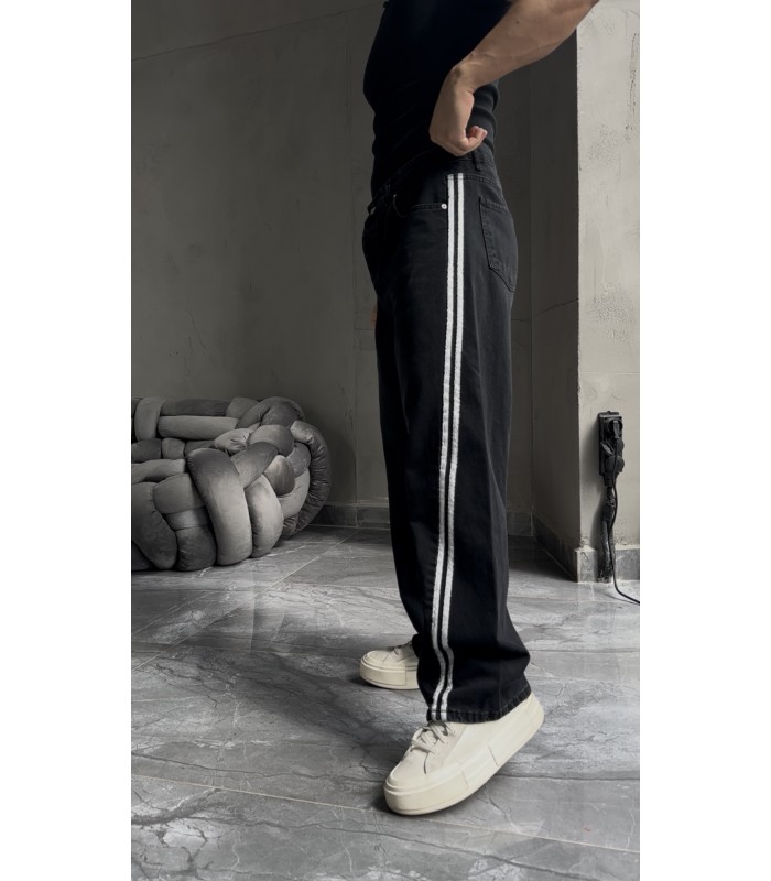 BAGGY YENİ SEZON YANDAN ÇİFT ŞERİT DETAYLI JEAN PANTALON