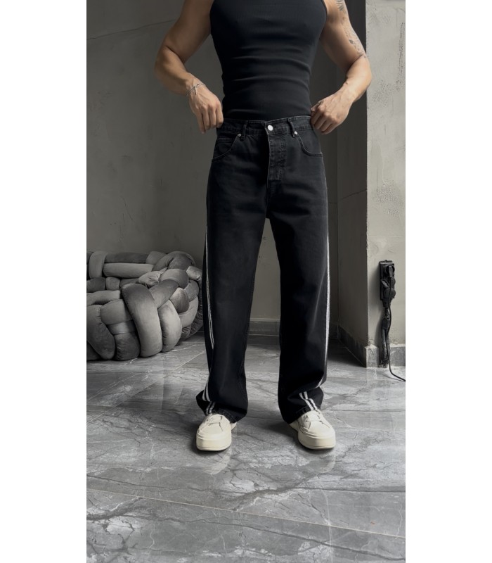 BAGGY YENİ SEZON YANDAN ÇİFT ŞERİT DETAYLI JEAN PANTALON