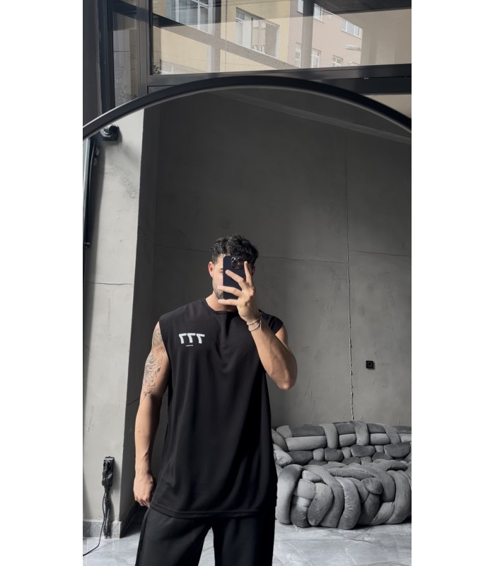 OVERSİZE İNCE KUMAŞ LİKRALI SIFIR KOL TSHIRT