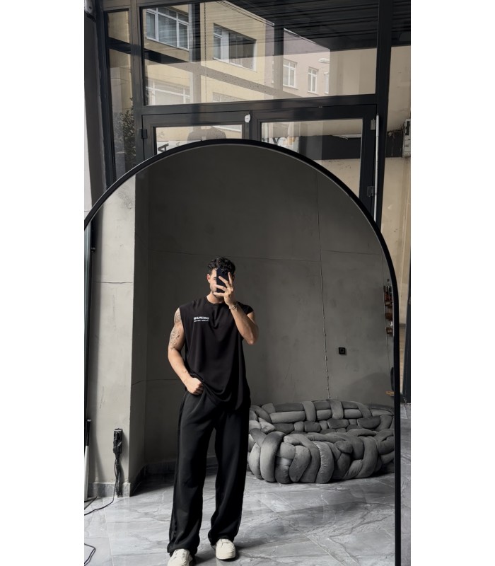 OVERSİZE İNCE KUMAŞ LİKRALI SIFIR KOL TSHIRT