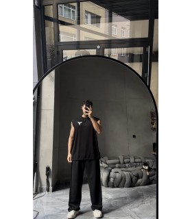 OVERSİZE İNCE KUMAŞ LİKRALI SIFIR KOL TSHIRT