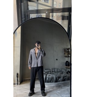 İNCE ÇİZGİ DETAYLI OVERSİZE GÖMLEK