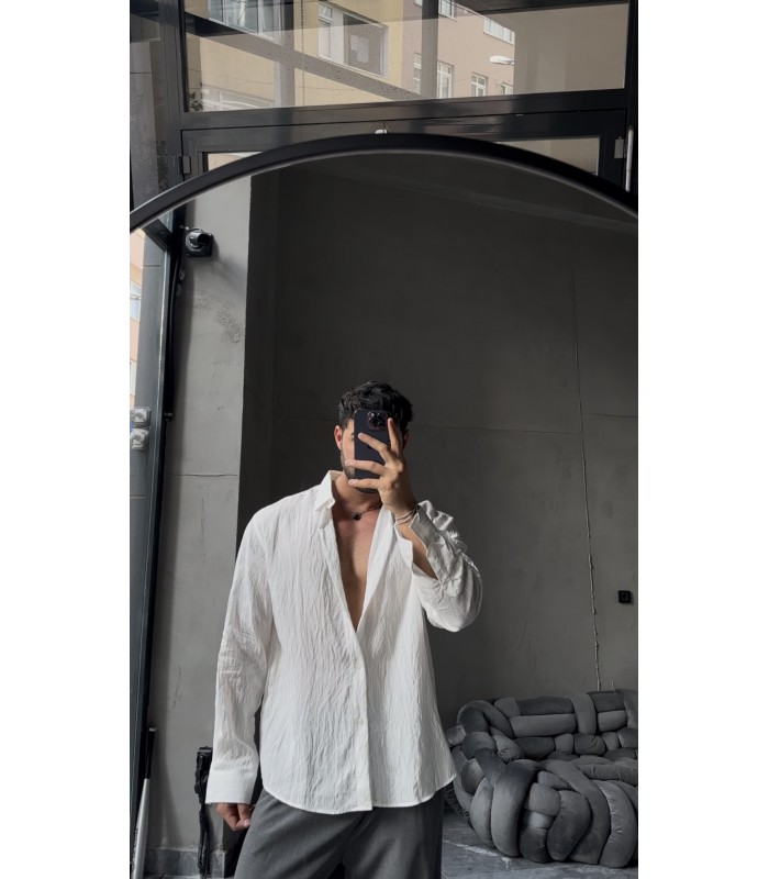 ÖZEL İNCE MODAL KUMAŞ OVERSİZE GÖMLEK