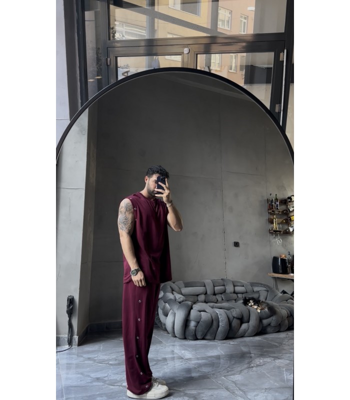 ÖZEL TASARIM OVERSİZE YAN KUŞ GÖZÜ DETAYLI  EŞOFMAN TAKIM