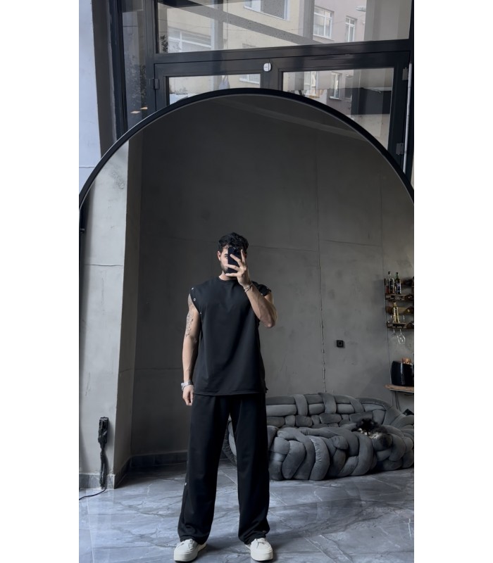 ÖZEL TASARIM OVERSİZE YAN KUŞ GÖZÜ DETAYLI  EŞOFMAN TAKIM