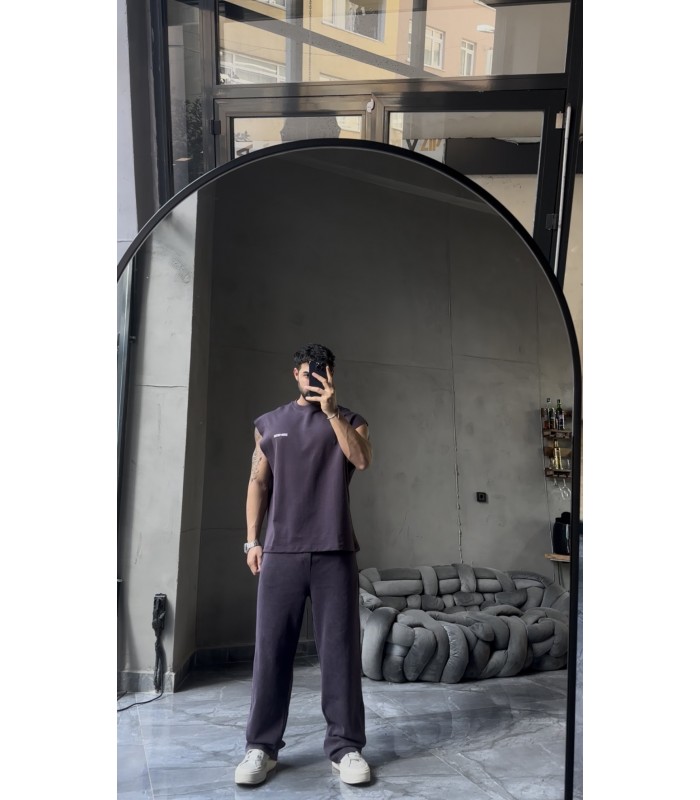 YENİ SEZON YIKAMA KUMAŞ ARKA BASKI DETAYLI OVERSİZE SIFIR KOL TSHİRT