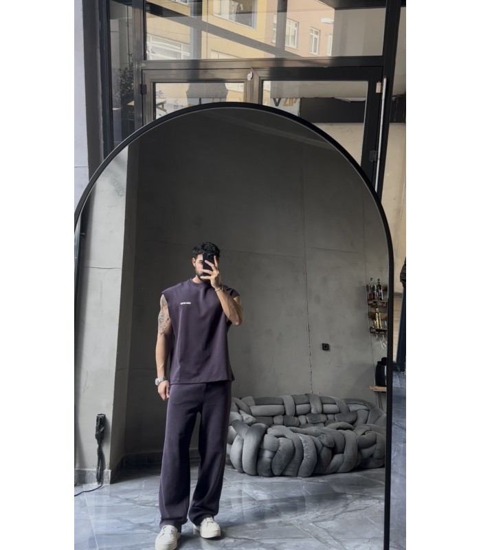 YENİ SEZON YIKAMA KUMAŞ ARKA BASKI DETAYLI OVERSİZE SIFIR KOL TSHİRT