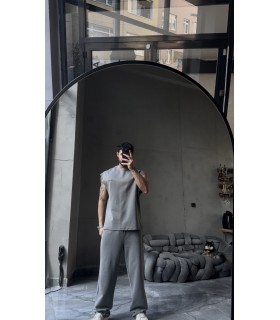 YENİ SEZON YIKAMA KUMAŞ ARKA BASKI DETAYLI OVERSİZE SIFIR KOL TSHİRT