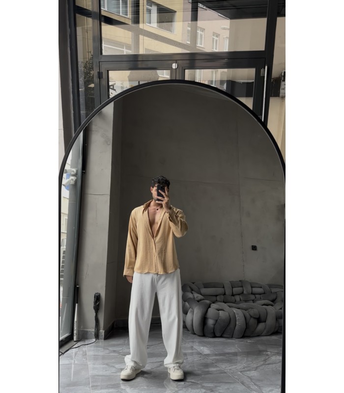 OVERSİZE YENİ SEZON KETEN GÖMLEK