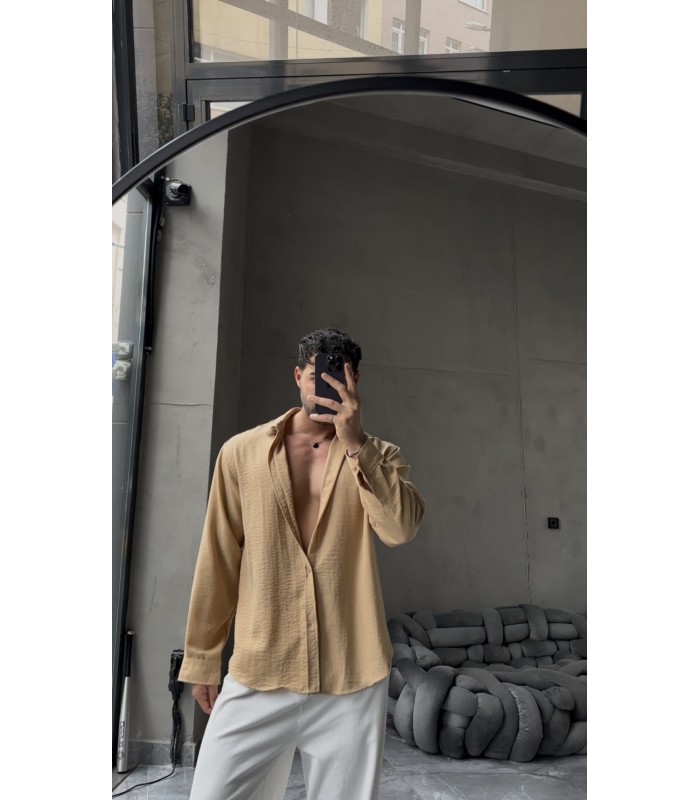 OVERSİZE YENİ SEZON KETEN GÖMLEK