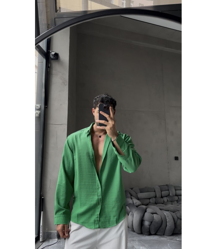 OVERSİZE YENİ SEZON KETEN GÖMLEK