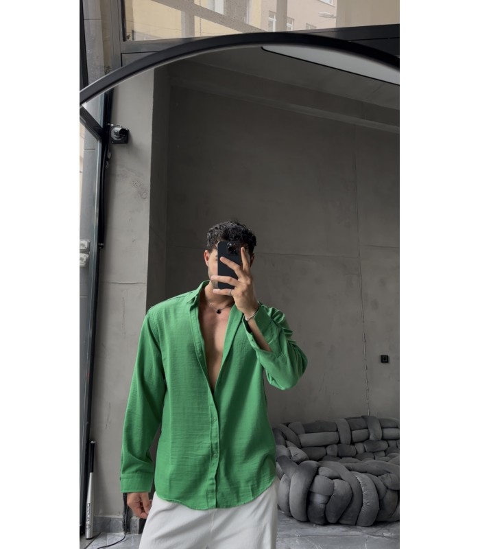 OVERSİZE YENİ SEZON KETEN GÖMLEK