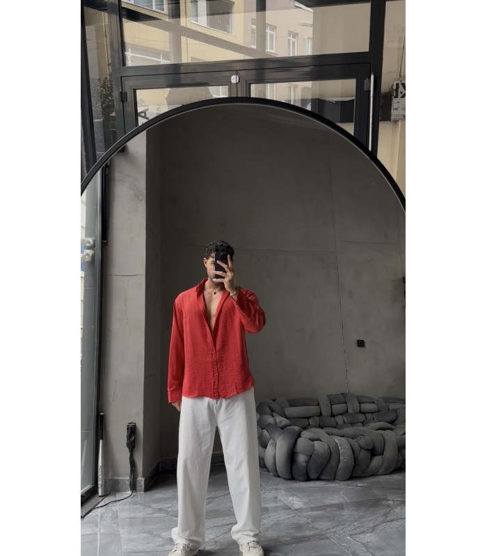 OVERSİZE YENİ SEZON KETEN GÖMLEK