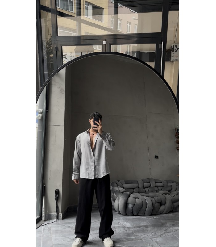 OVERSİZE YENİ SEZON KETEN GÖMLEK