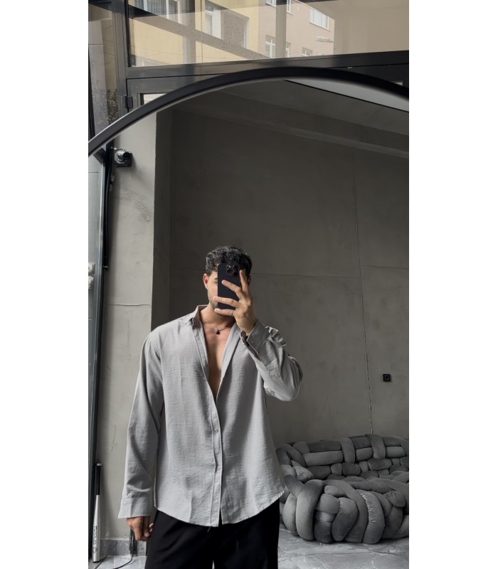 OVERSİZE YENİ SEZON KETEN GÖMLEK