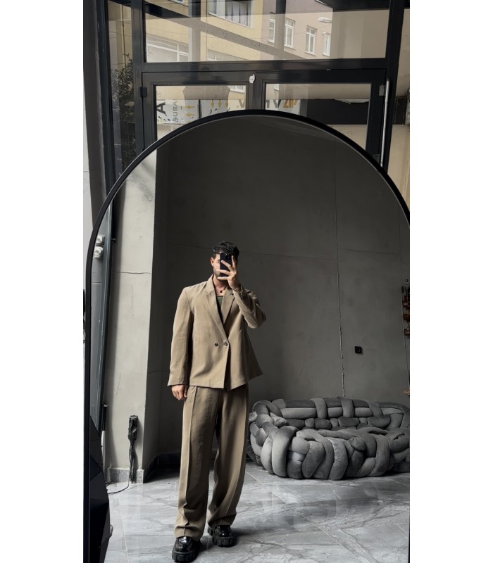 YAN DÜĞME DETAYLI ÖZEL KESİM TENSEL KUMAŞ TAKIM