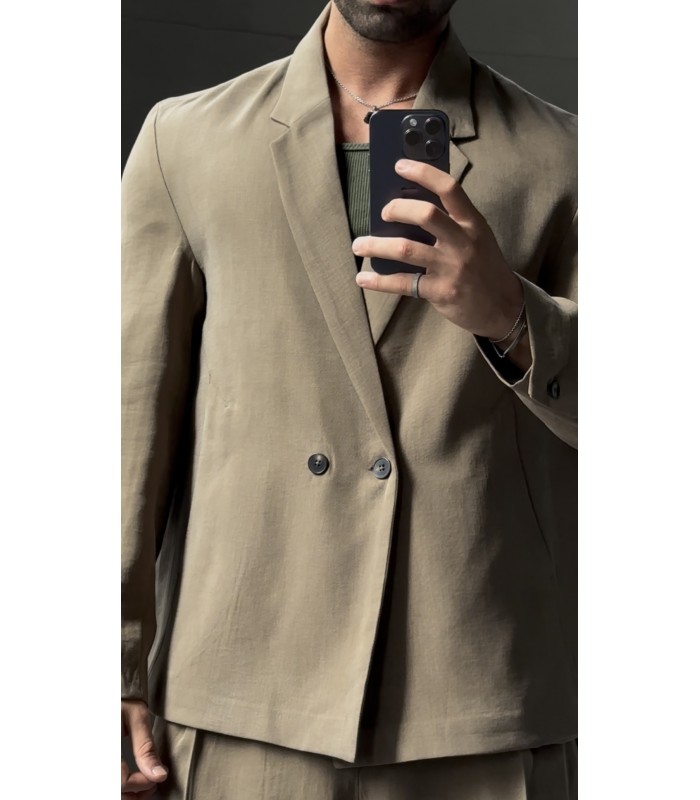 YAN DÜĞME DETAYLI ÖZEL KESİM TENSEL KUMAŞ TAKIM