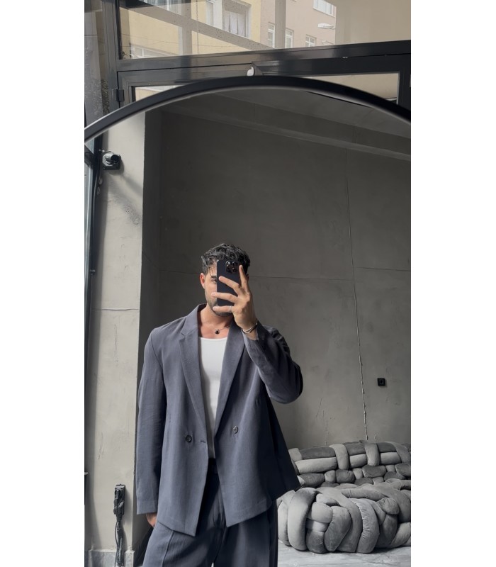 YAN DÜĞME DETAYLI ÖZEL KESİM TENSEL KUMAŞ TAKIM