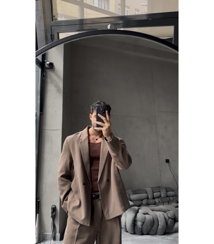 YAN DÜĞME DETAYLI ÖZEL KESİM TENSEL KUMAŞ TAKIM