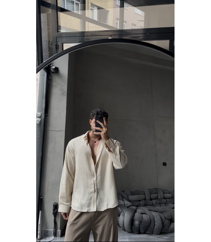 OVERSİZE YENİ SEZON KETEN GÖMLEK