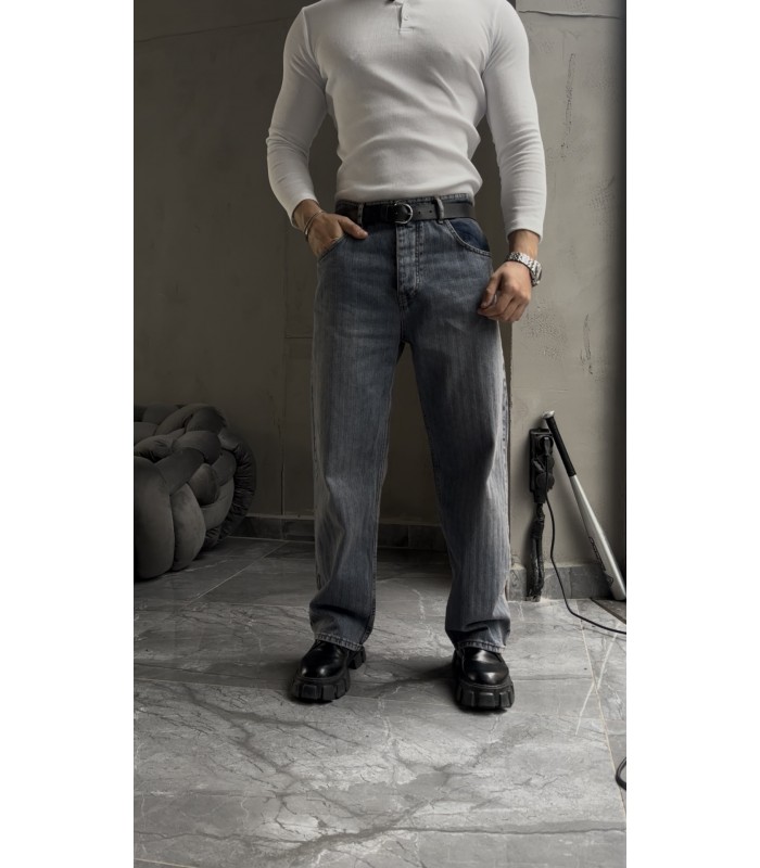 BAGGY İNCE ÖZEL DESEN DETAYLI JEAN PANTOLON