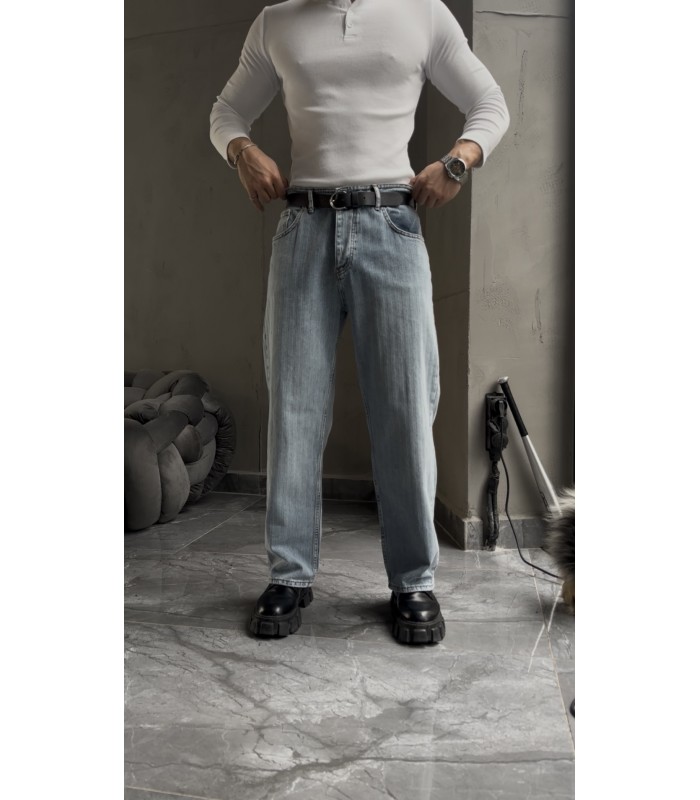 BAGGY İNCE ÖZEL DESEN DETAYLI JEAN PANTOLON