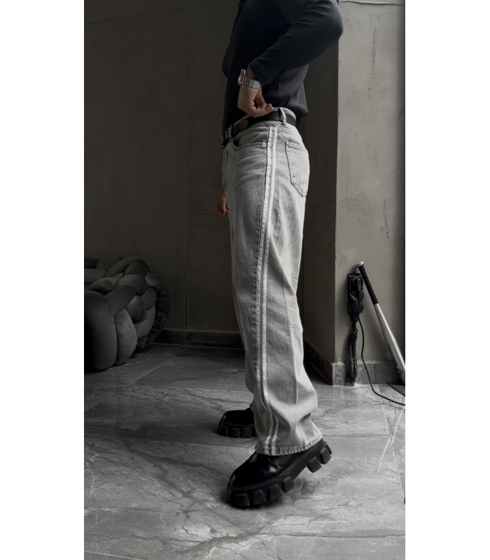 BAGGY YENİ SEZON YANDAN ÇİFT ŞERİT DETAYLI JEAN PANTALON