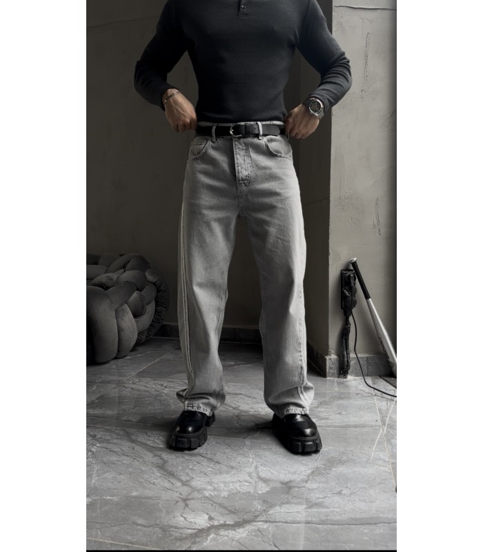 BAGGY YENİ SEZON YANDAN ÇİFT ŞERİT DETAYLI JEAN PANTALON