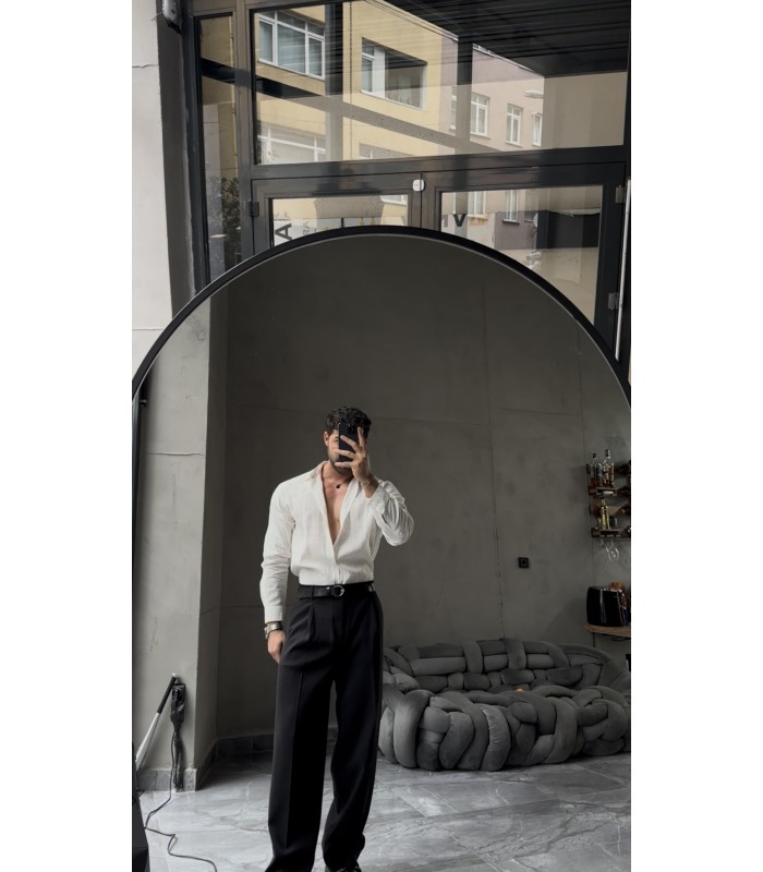 ÖZEL DESEN DETAYLI TENSEL KUMAŞ GÖMLEK