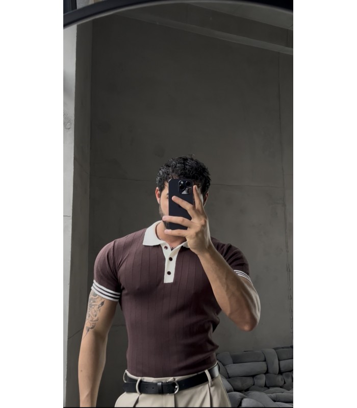 POLO YAKA ÖZEL DESEN DETAYLI TSHIRT