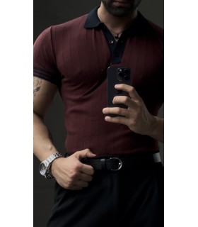 POLO YAKA ÖZEL DESEN DETAYLI TSHIRT