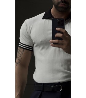 POLO YAKA ÖZEL DESEN DETAYLI TSHIRT