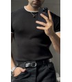 BİSİKLET YAKA ÖZEL  DESEN DETAYLI TİRKO TSHIRT