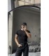 BİSİKLET YAKA ÖZEL  DESEN DETAYLI TİRKO TSHIRT