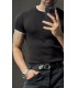 BİSİKLET YAKA ÖZEL  DESEN DETAYLI TİRKO TSHIRT