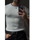 BİSİKLET YAKA ÖZEL  DESEN DETAYLI TİRKO TSHIRT