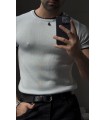 BİSİKLET YAKA ÖZEL  DESEN DETAYLI TİRKO TSHIRT