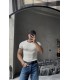 BİSİKLET YAKA ÖZEL  DESEN DETAYLI TİRKO TSHIRT
